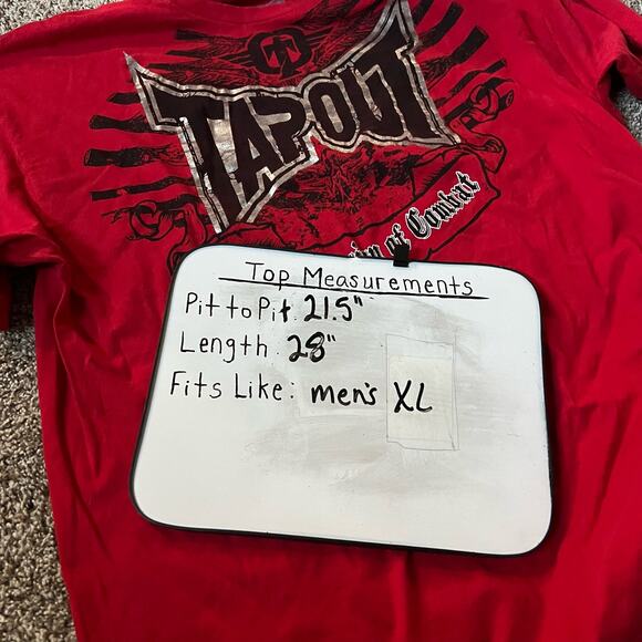 Vintage y2k Cyber Grunge Tapout Double sided Affliction style red t shirt mens - Picture 7 of 7